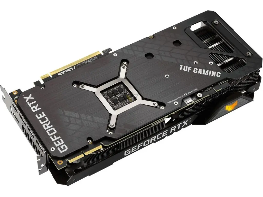 Видеокарта ASUS TUF Gaming RTX 3090, вид сзади под углом