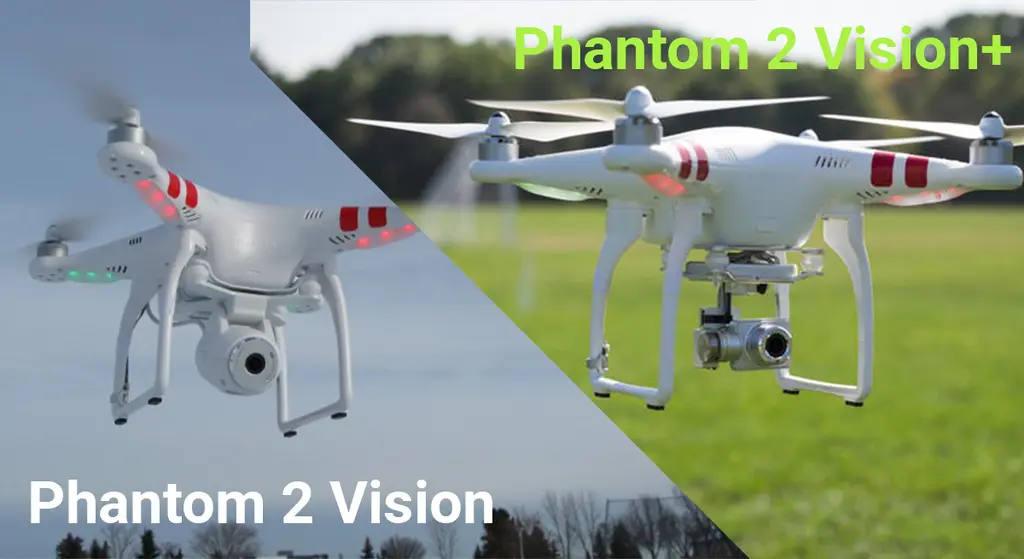 Квадрокоптеры Phantom 2 Vision и Phantom 2 Vision+ рядом на траве