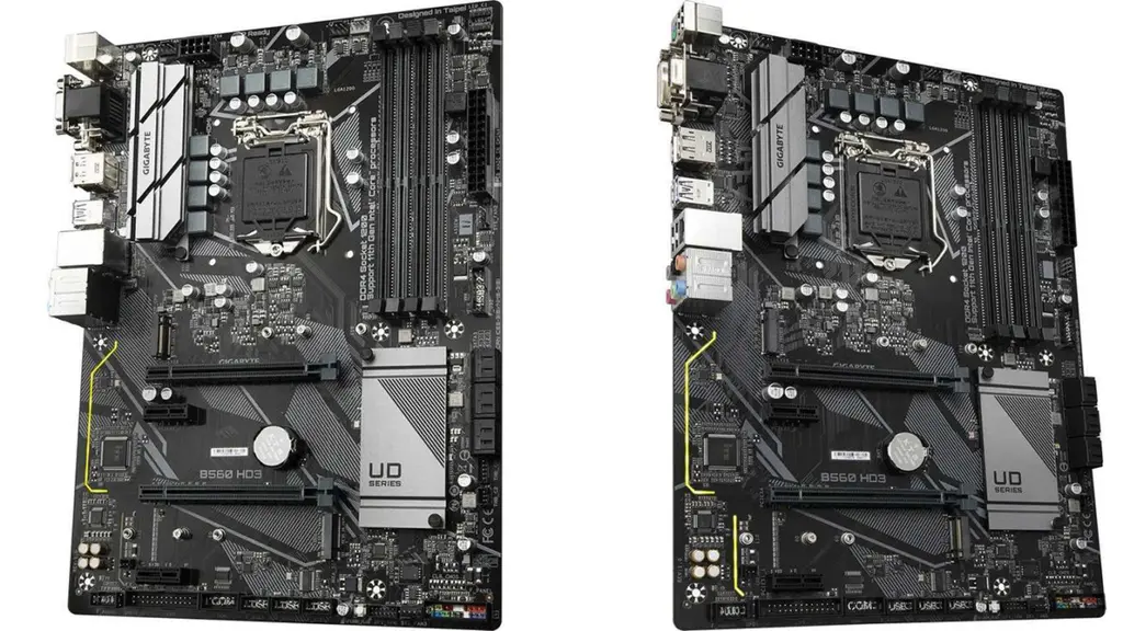 Материнская плата Gigabyte B560 HD3, общий вид с двух ракурсов