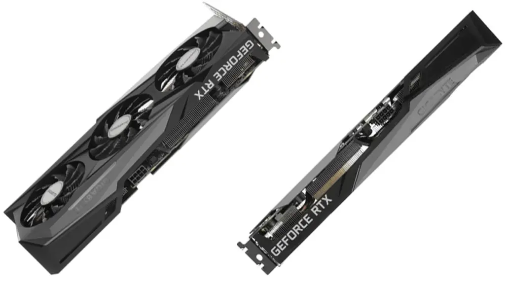 Видеокарта GIGABYTE GeForce RTX 3060 GAMING 12 Гб, вид сбоку