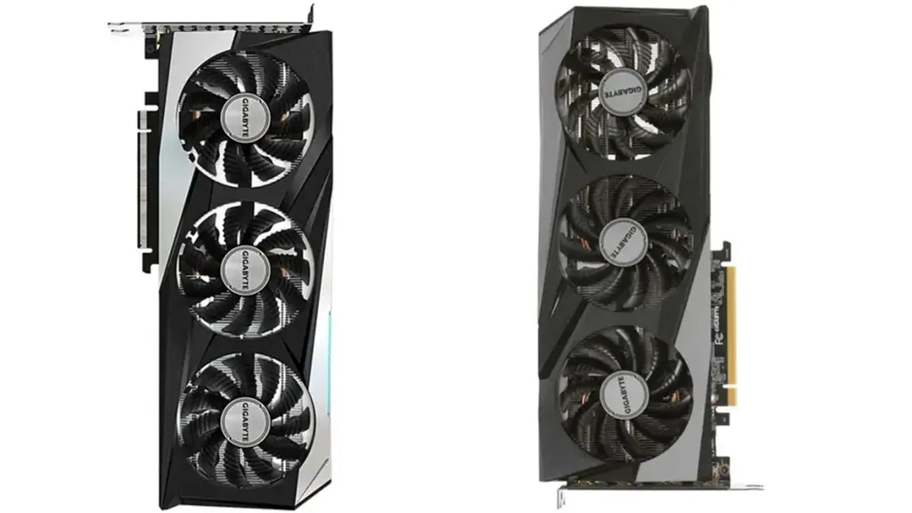 Видеокарта RTX 3060 12 Гб с тремя вентиляторами, вид спереди и сзади