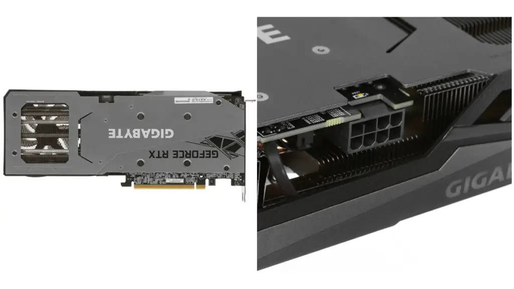 Видеокарта GIGABYTE RTX 3060 GAMING 12 Гб, вид на торец
