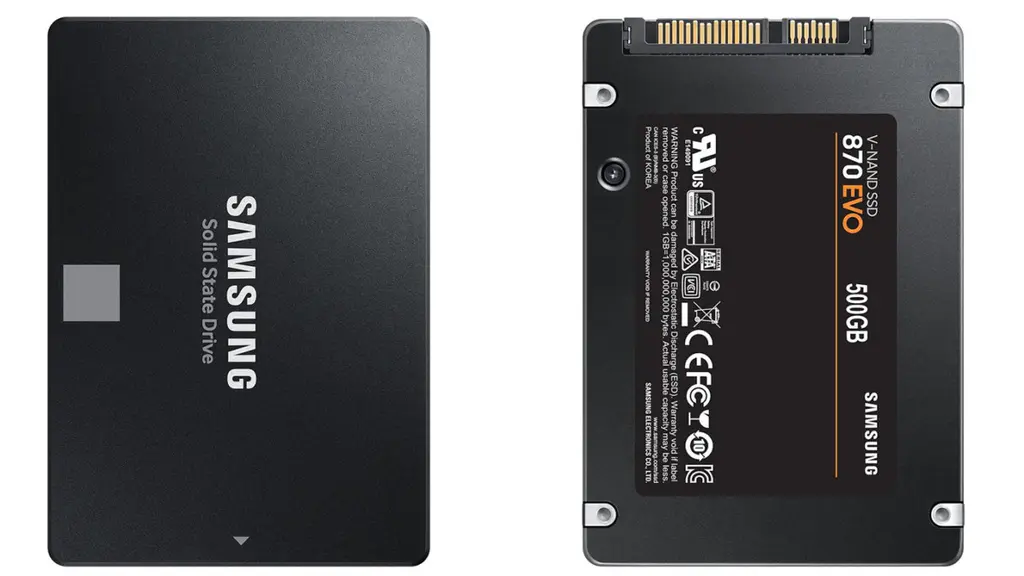 SSD Samsung 870 EVO 500 Гб, лицевая и обратная сторона
