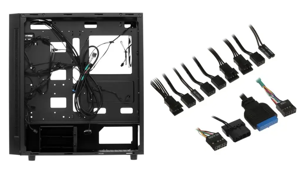 Внутренний отсек корпуса DEEPCOOL и набор проводов