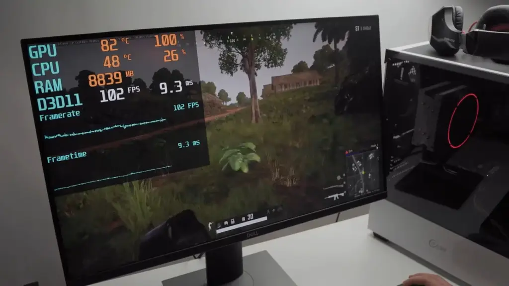 Игра PlayerUnknown’s Battlegrounds на экране во время теста