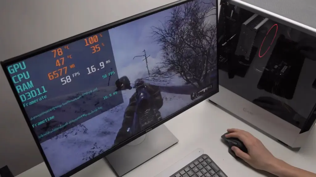 Игра Metro Exodus на экране во время теста