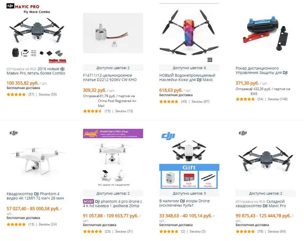 Список квадрокоптеров с камерой на AliExpress с ценами
