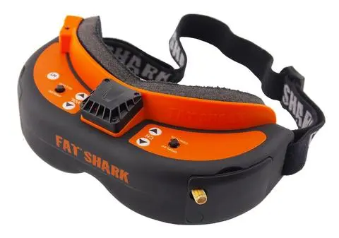Компактные FPV-очки в стиле Fat Shark с оранжевыми элементами