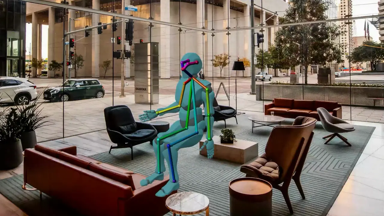 Анимация: 3D-слои в интерьере с человеком-моделью в Gyre.ai