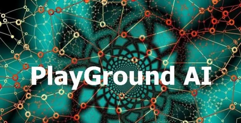 Логотип Playground AI на бирюзовом узорном фоне