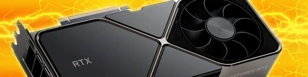 Видеокарта NVIDIA GeForce RTX 40 на жёлтом фоне