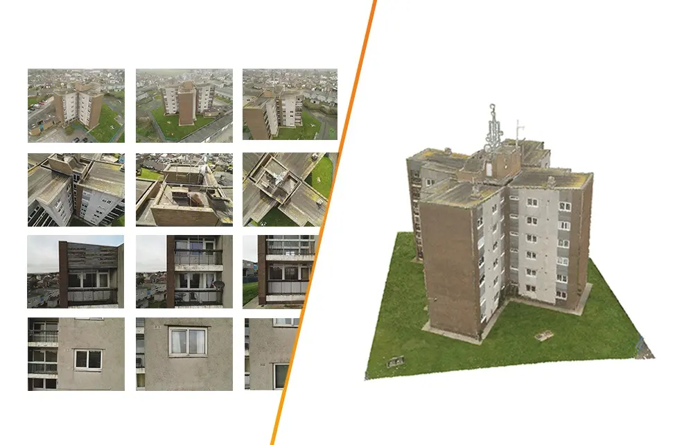 Карта строительной площадки и 3D-модель здания по снимкам с дрона