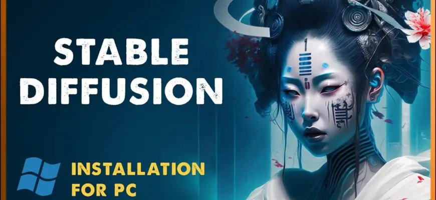 Обложка «Stable Diffusion: установка на ПК» с портретом в стиле арт