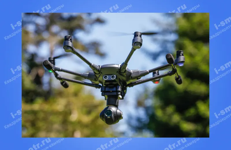 Гексакоптер Yuneec Typhoon H Pro в полёте на фоне леса