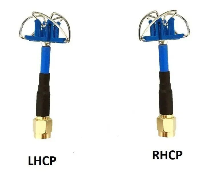 Две антенны FPV с круговой поляризацией LHCP и RHCP